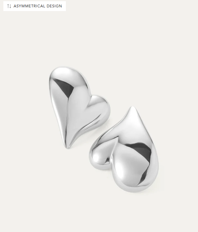 Jenny Bird Silver Mega Art Heart Button Earrings