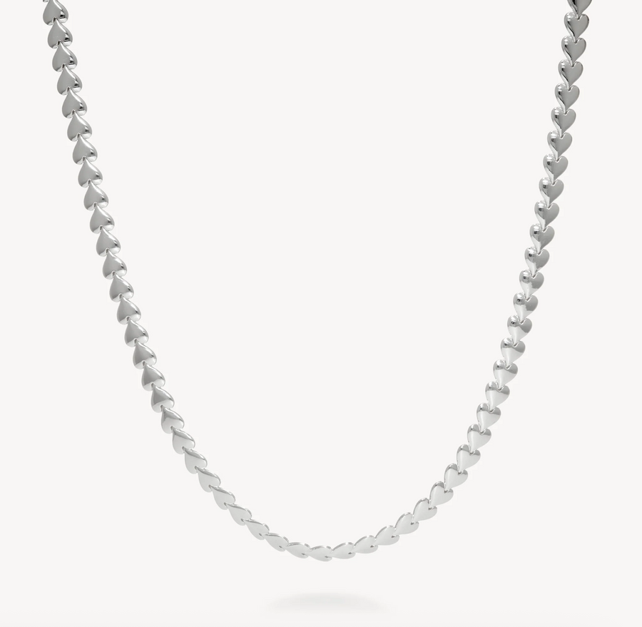 Hillberg And Berk Silver Heart String Chain Necklace