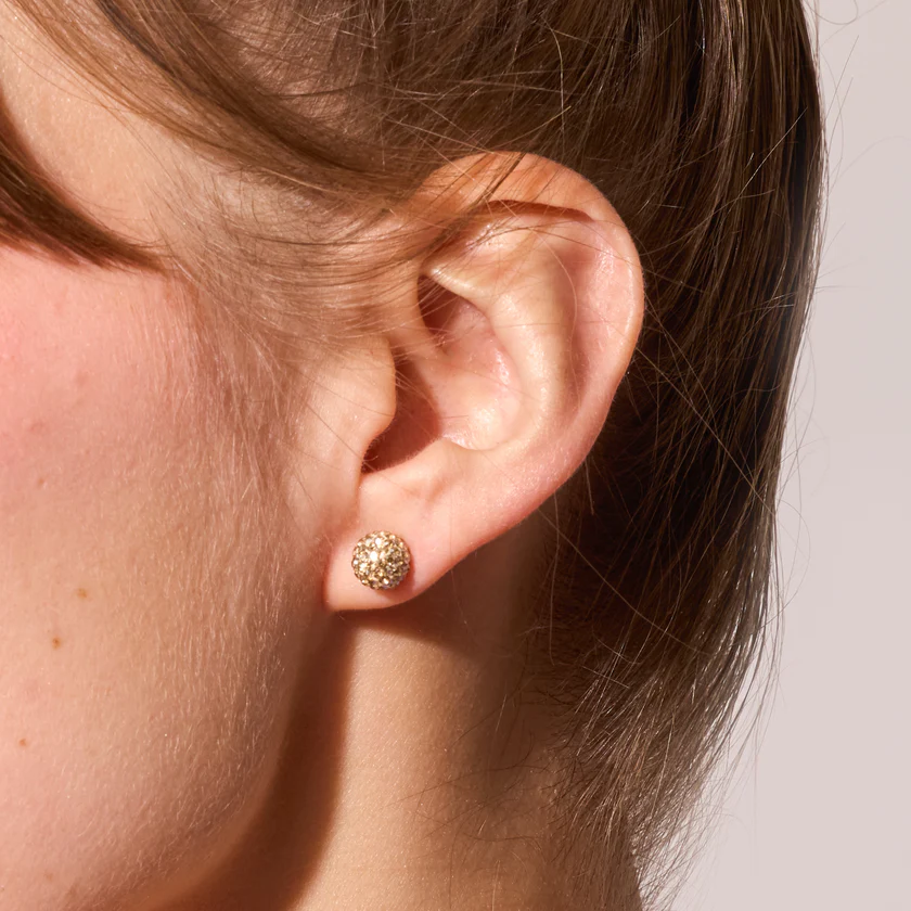 Hillberg And Berk Small Soft Gold Sparkle Ball Studs