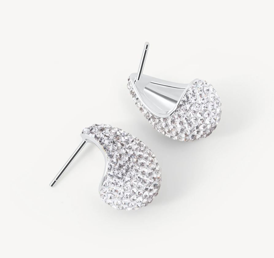 Hillberg and Berk Silver Mini White Dream Puff Earrings