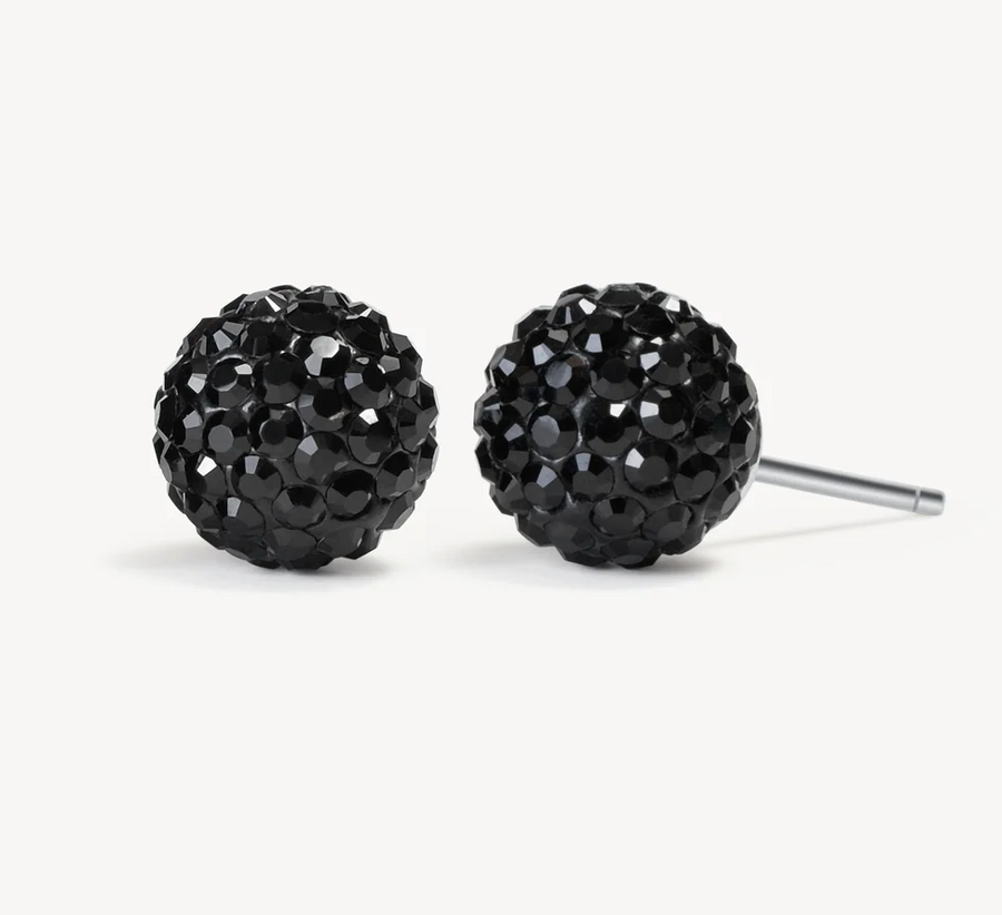Hillberg And Berk Small Black Sparkle Ball Studs