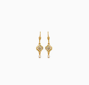 La Vie Parisienne Gold Filigree Pearl Drop Earrings