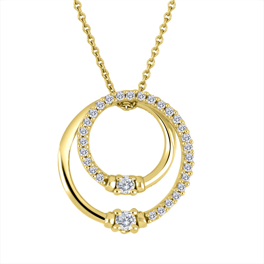 The Vault 10k Yellow Gold 0.16ctw Lab Diamond Looped Circle Necklace
