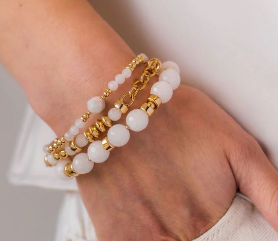 Beblue 'Be Charismatic' White Agate Gold Bracelet