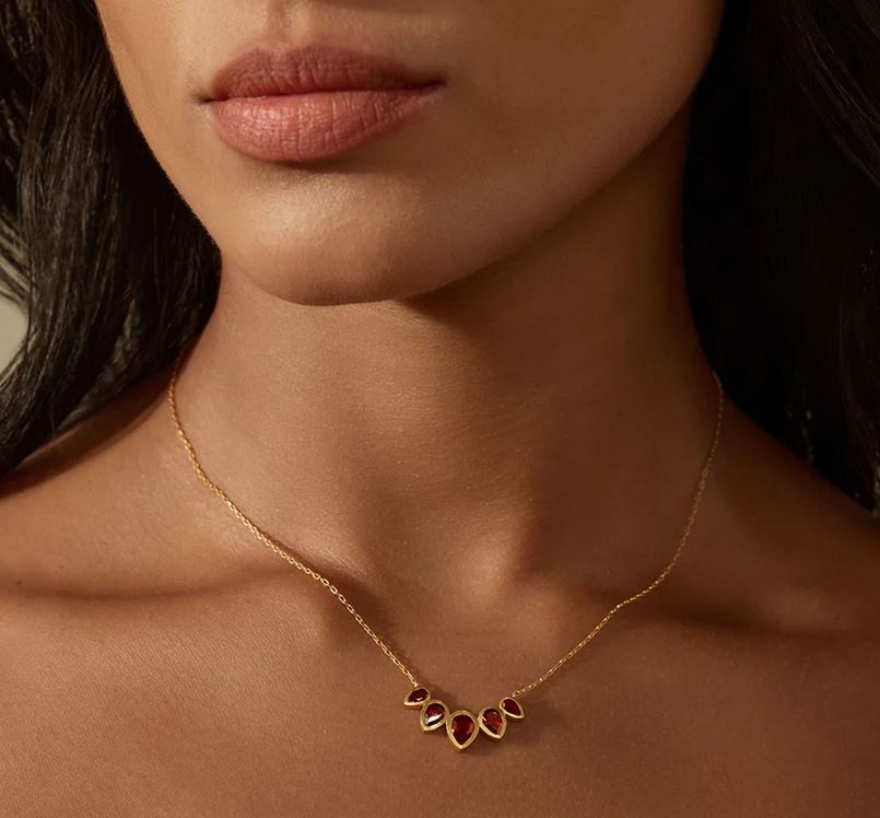 Satya Ignite Strength Garnet Petal Necklace