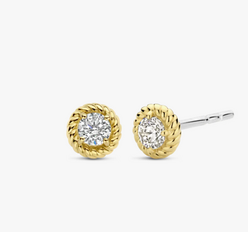 Ti Sento Twisted Gold CZ Rope Studs