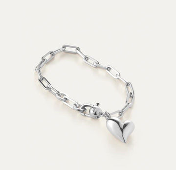 Jenny Bird Silver Puffy Heart Bracelet