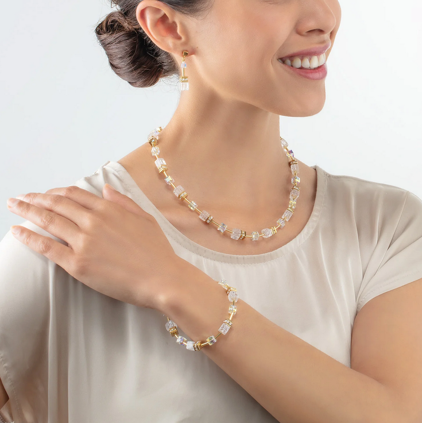 Coeur De Lion GEOCUBE® White and Gold Necklace