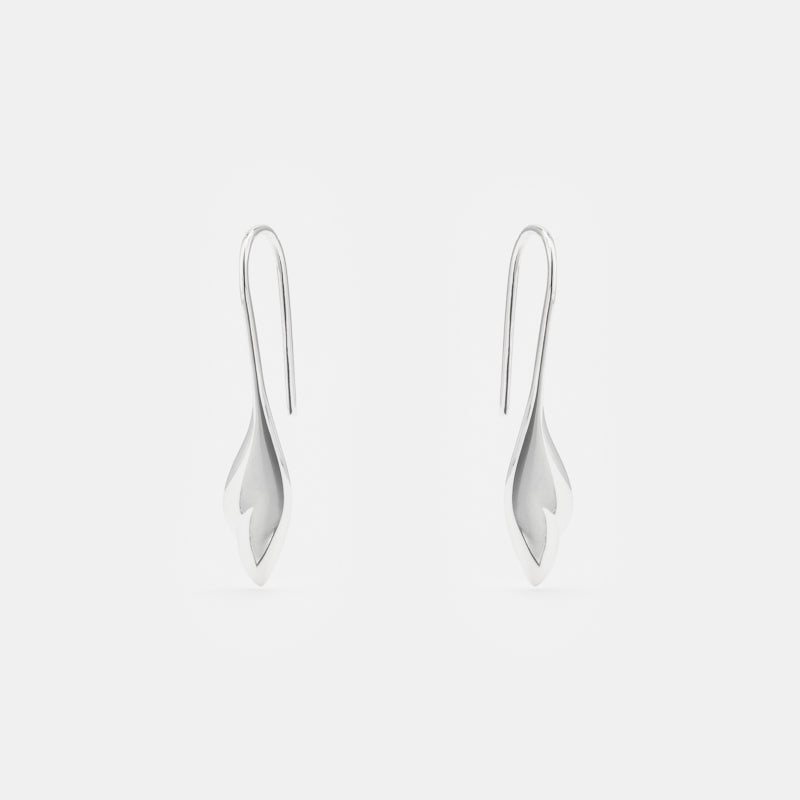 Marseille Sterling Silver Large Leaf Drop Earrings