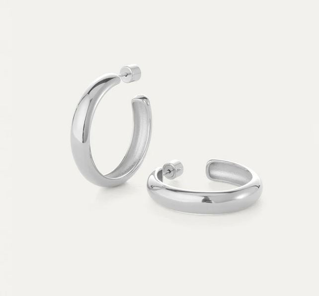 Jenny Bird Silver Large Staple Hoops