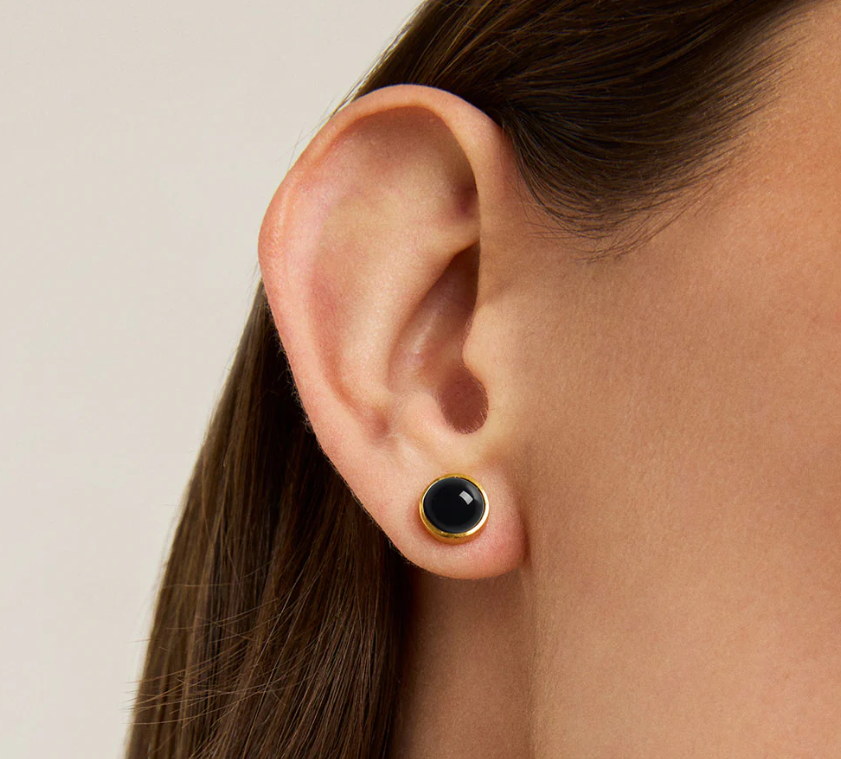 Dean Davidon Gold Cabochon Midi Black Onyx Studs