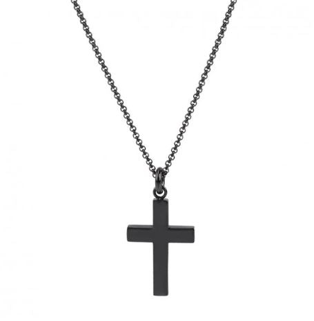 ARZ Steel Black Cross Necklace 24
