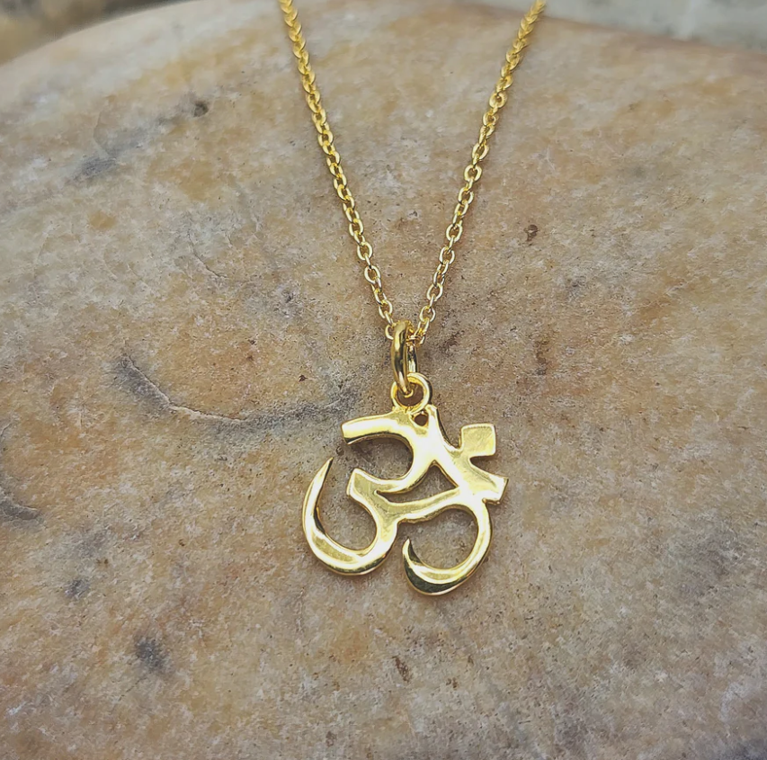Heart And Lotus Gold Ohm Necklace