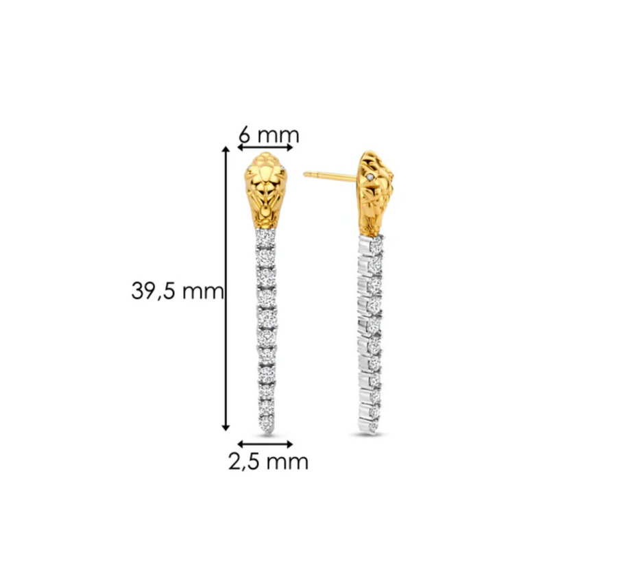 Ti Sento Two Tone Snake Pavé Chain Drop Earrings