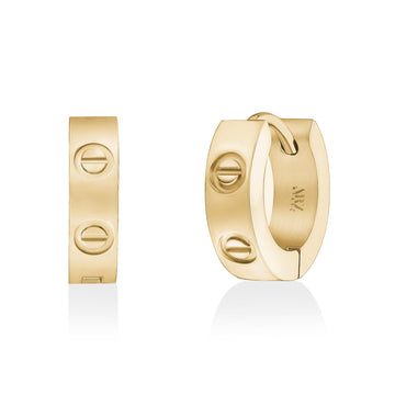 ARZ Steel Gold Love Huggie Earrings