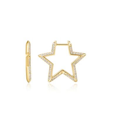 Ania Haie Medium Pave Star Hoops