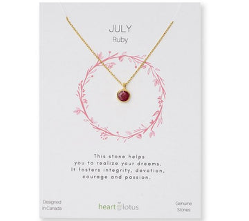 Heart And Lotus Gold July Birthstone Necklace