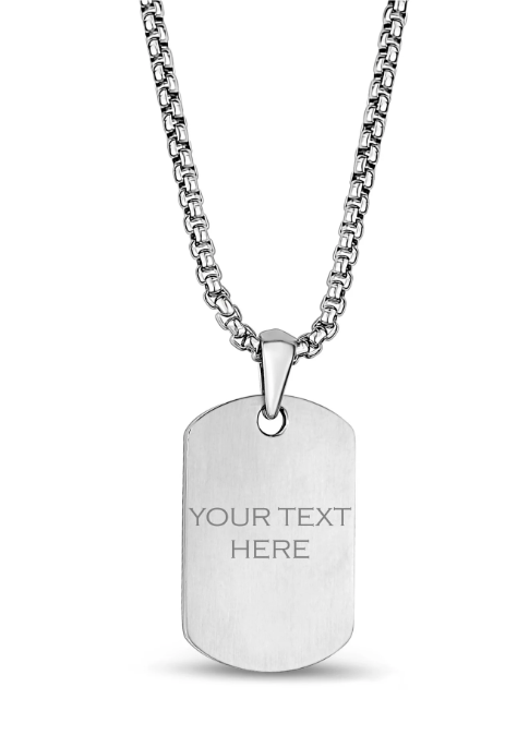 A.R.Z Steel Iced Out Dog Tag 24 Inches