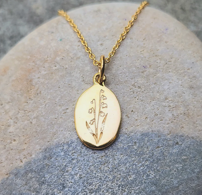 Heart And Lotus Gold Lily May Birthflower Necklace