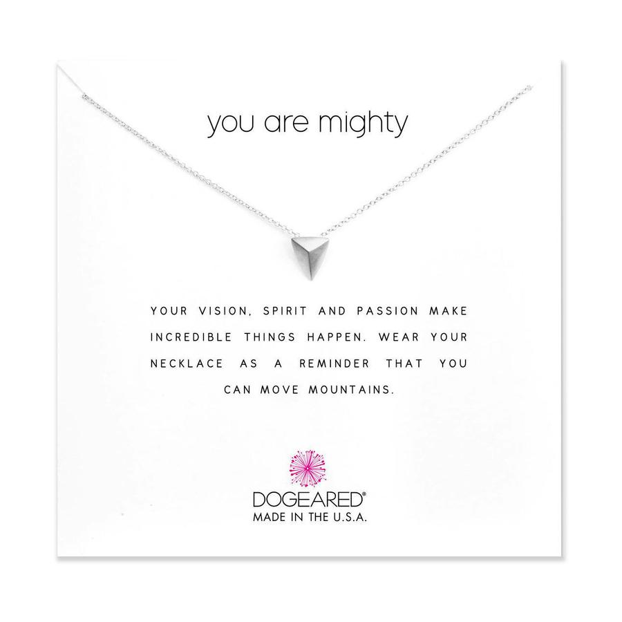 Dogeared Silver 'You Are Mighty' Pyramid Necklace