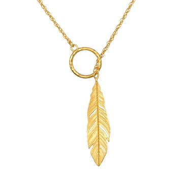 Satya Spiritual Messenger Feather Lariat Necklace