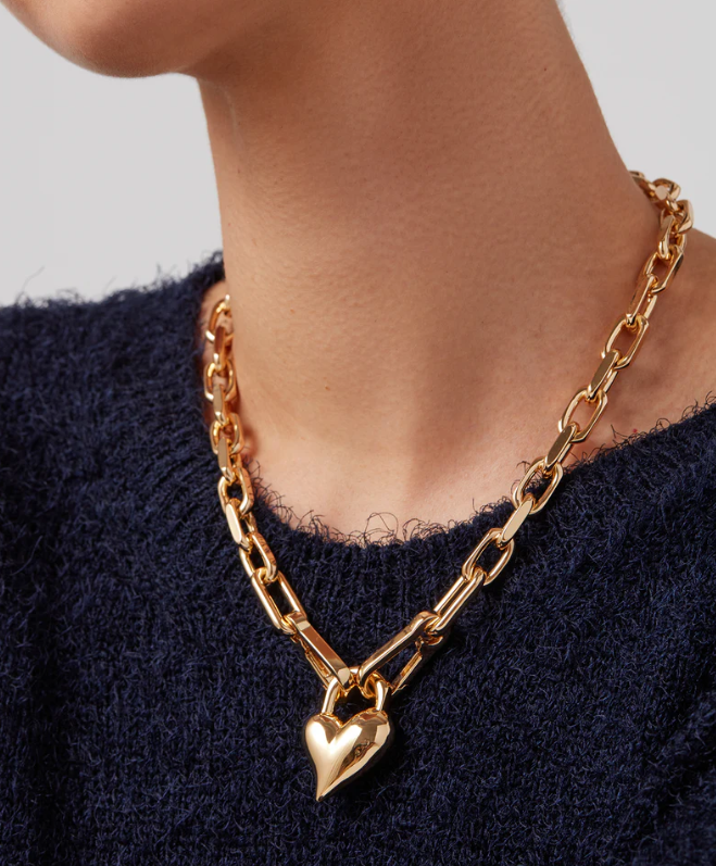 Jenny Bird Gold Padlock Heart Pendant Necklace