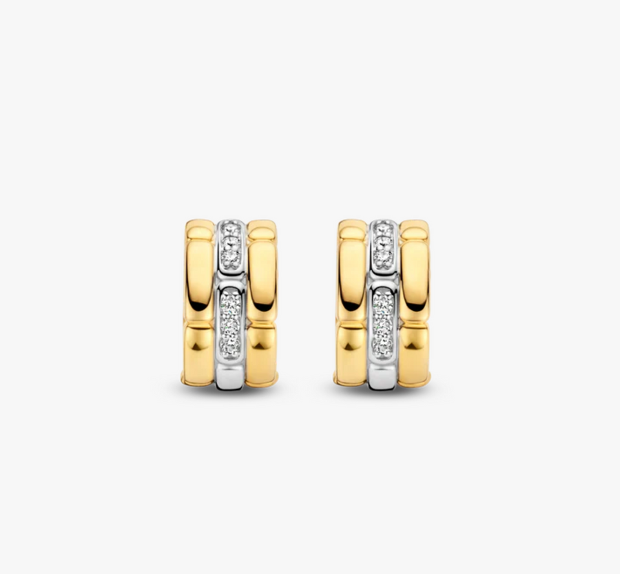 Ti Sento Gold and Pavé Hoop Earrings