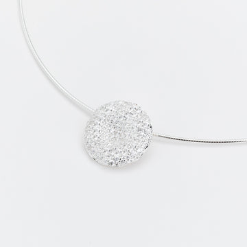 Marseille Sterling Silver Pave CZ Freeform Disc Necklace