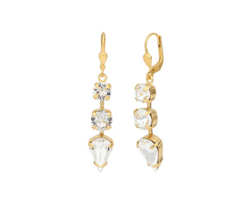 La Vie Parisienne Triple Drop Crystal Point Earrings