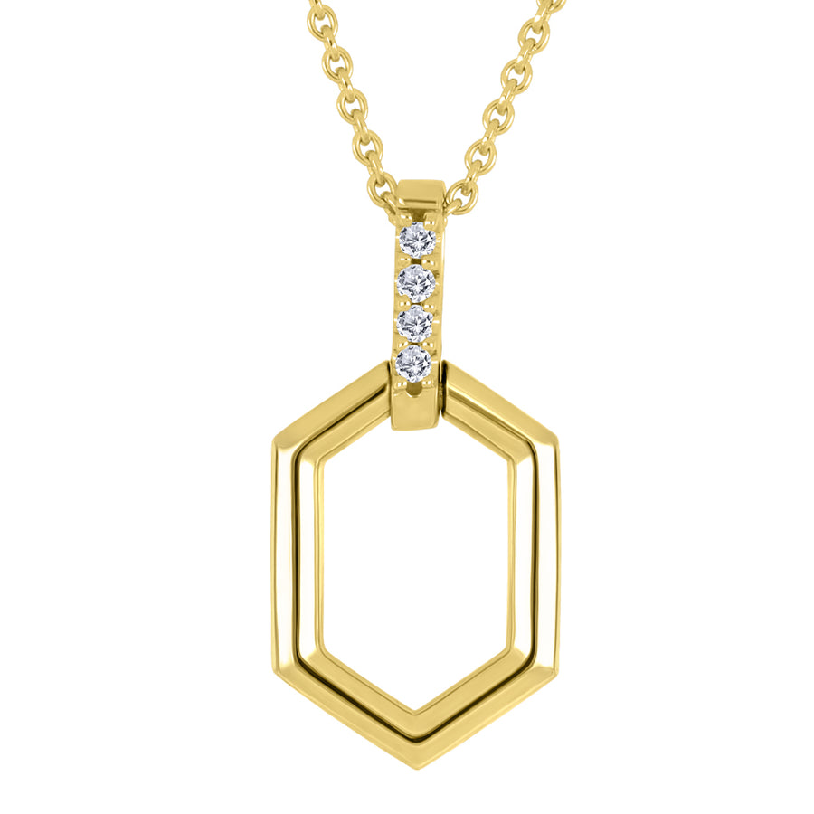 The Vault 10k Yellow Gold 0.02ctw Lab Diamond Hexagon Necklace