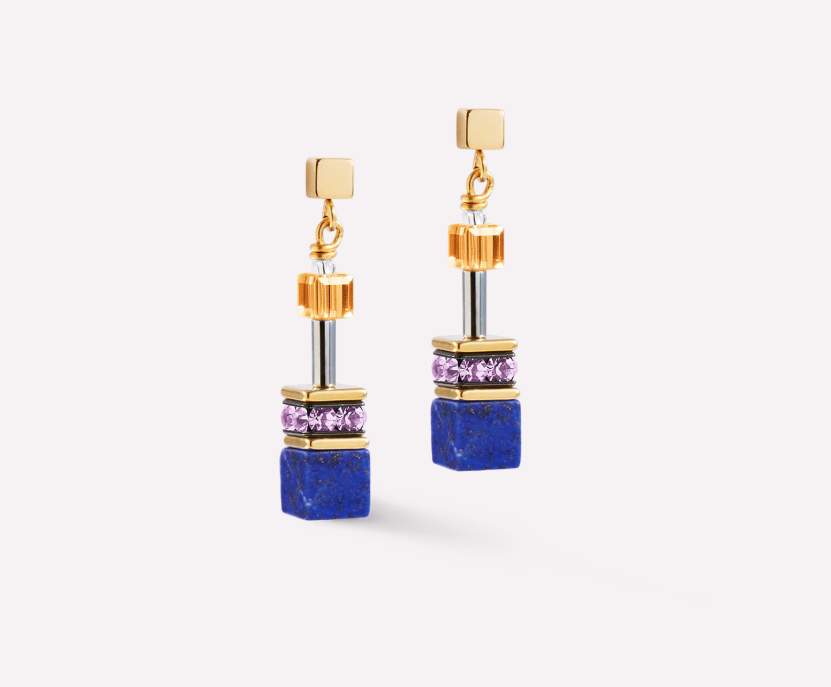 Coeur De Lion GeoCUBE® Gold Lapis Earrings