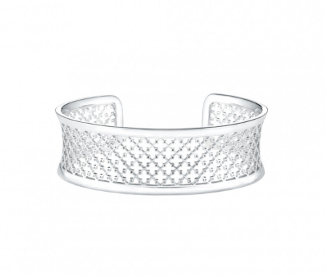 Birks Silver Muse Pattern Cuff Bracelet