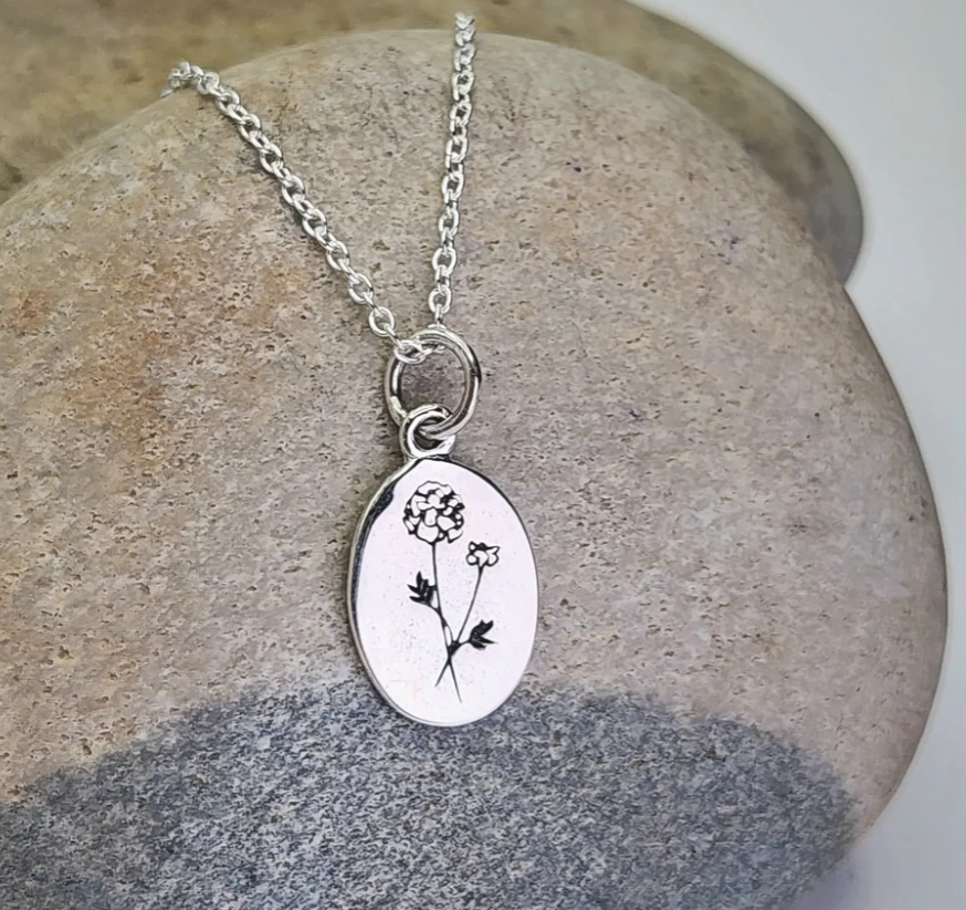 Heart And Lotus Silver Violet February Birthflower Necklace