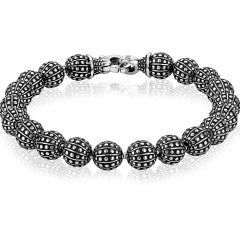 ARZ Steel 8mm Detailed Bead Bracelet 9