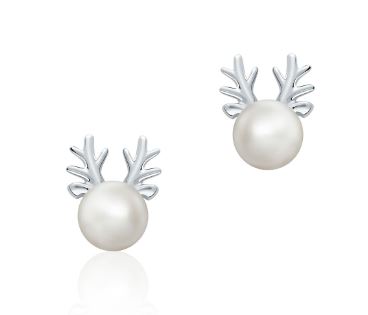 Birks Sterling Pearl Reindeer Studs