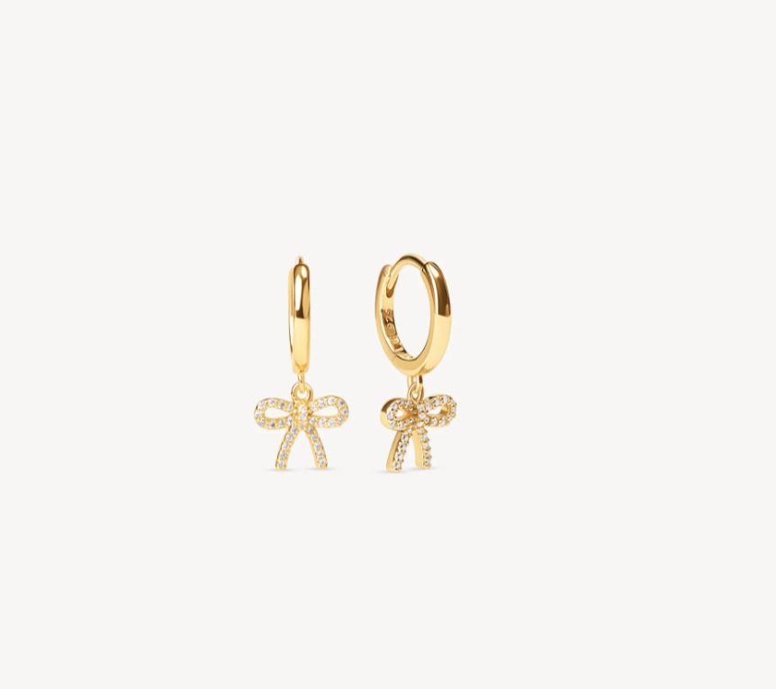 Hillberg And Berk Gold Baby Bow Hoop Earrings