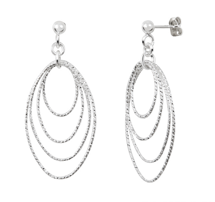 Marseille Sterling Silver Oval Multi-Loop Drop Earrings