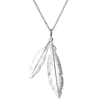 Marseille Sterling Silver Double Feather Necklace 