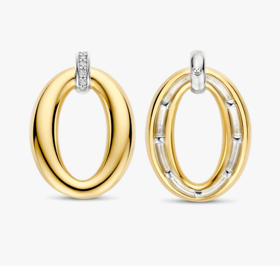 Ti Sento Gold Oval Stud Earrings