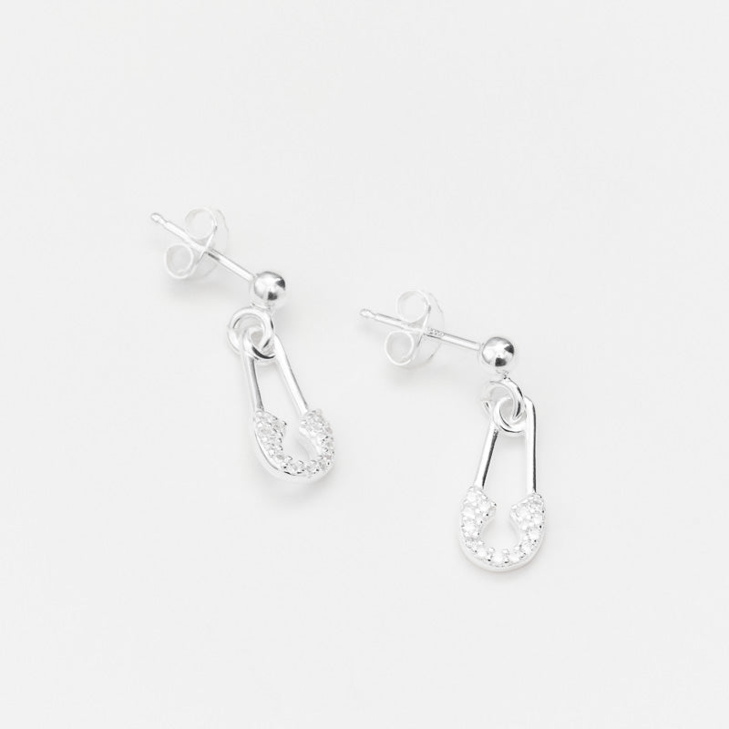 Marseille Sterling Silver Small Saftey Pin Drop Earrings