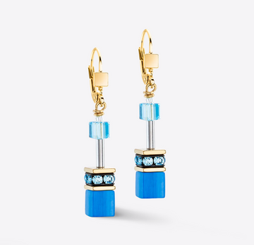 Coeur De Lion GeoCube Gold Turquoise Earrings
