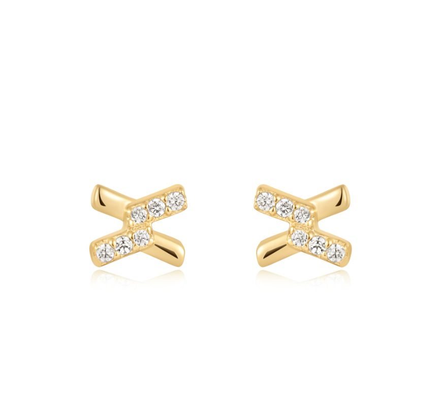 Ania Haie Gold Cross Cubic Zirconia Studs