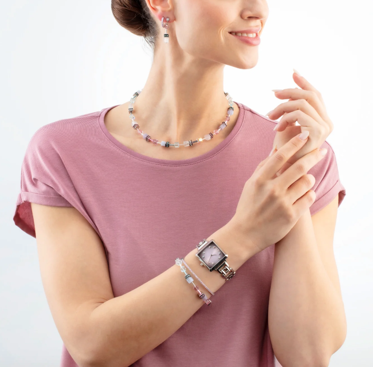 Coeur De Lion GeoCUBE® Rose and Lilac Post Earrings