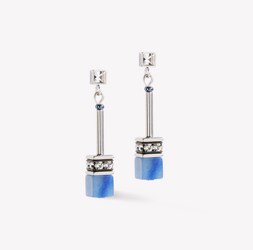 Coeur De Lion GeoCUBE® Silver and Blue Earrings