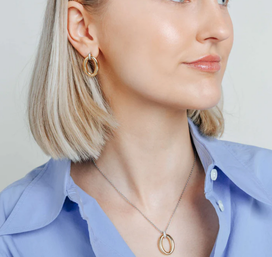 Ti Sento Gold Oval Stud Earrings