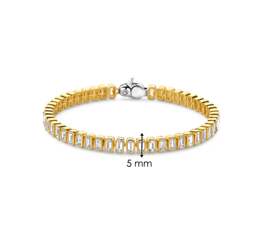 Ti Sento Gold Emerald Cut Tennis Bracelet