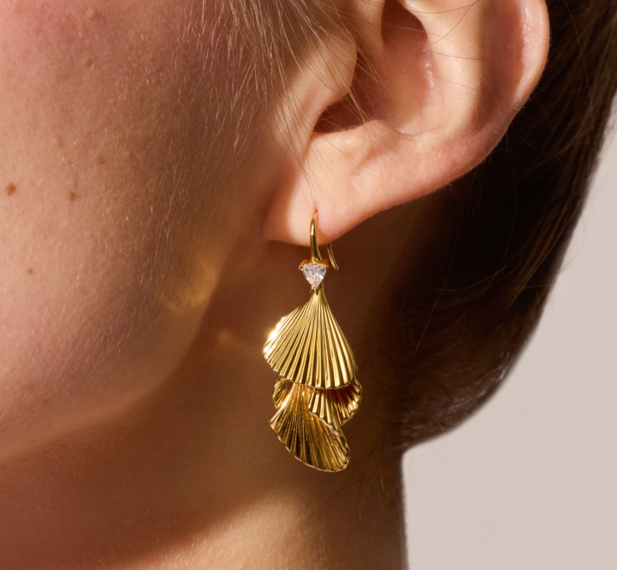 Hillberg And Berk Gold Petal Drop Earrings