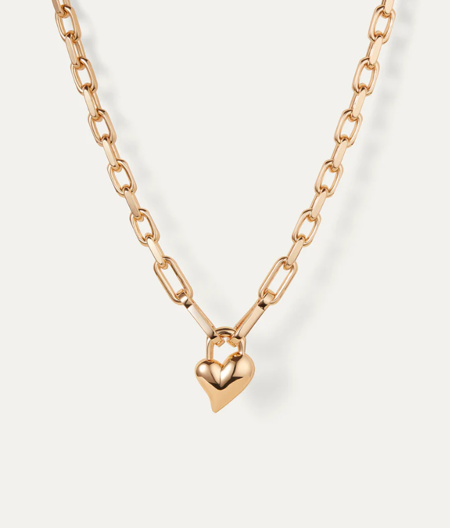 Jenny Bird Gold Padlock Heart Pendant Necklace