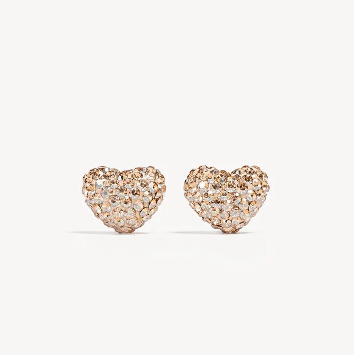 Hillberg And Berk Soft Gold Sparkle Heart Studs