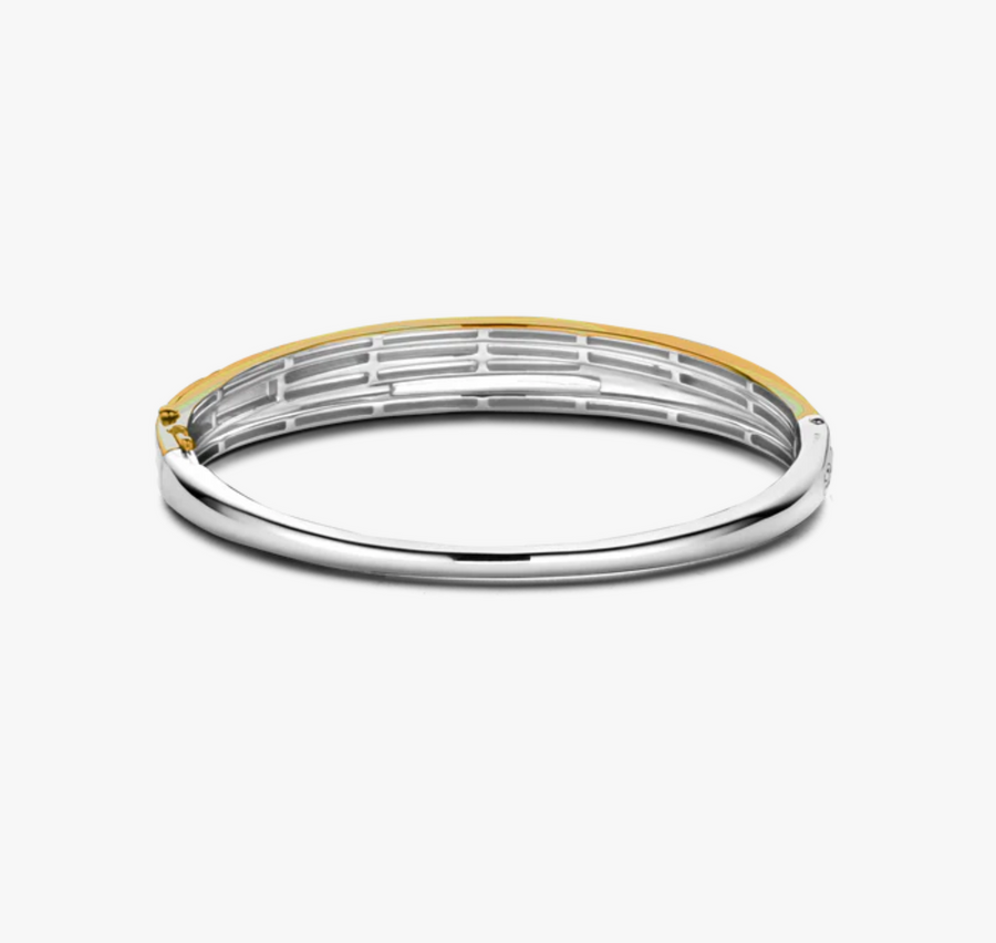 Ti Sento Two Tone Pavé Four Band Hinged Bangle